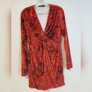 Nasty Gal HOT PINK Leopard Long Sleeve Dress Size 8